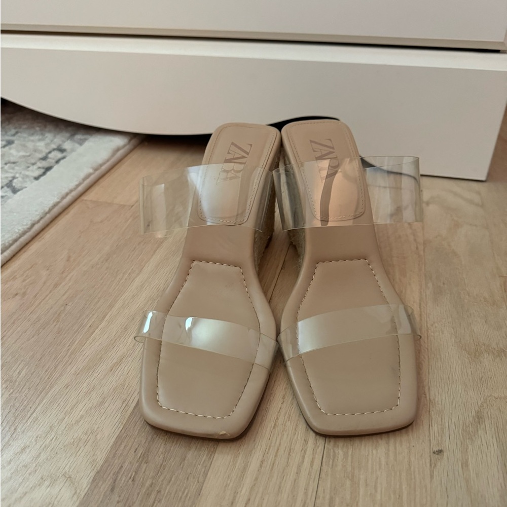 Zara clear strap wedge sandal size 10 runs small